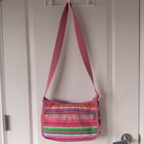 Lesportsac Bags Lesportsac Crossbody Purse Pink Rainbow Poshmark